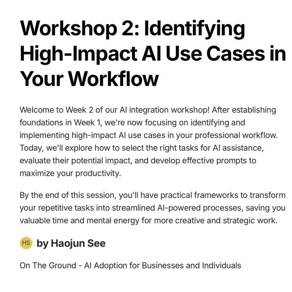 Workshop 2: High-Impact AI Use Cases